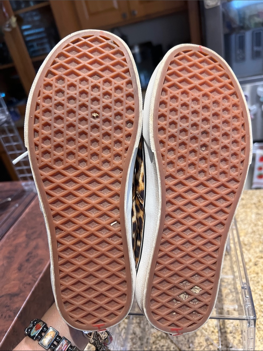 Vans Leopard Print Canvas Sneakers in Tan and Black with White Laces - Picture 3 of 5
